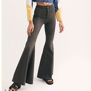 Free People High Waist Gray/Black Flare Jeans